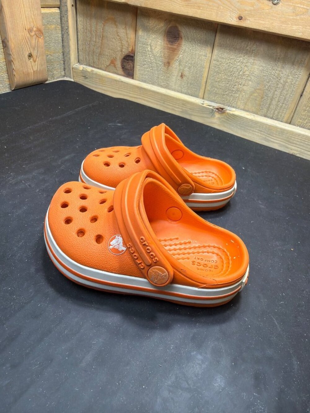Crocs Crocband Toddler Boys Size C5 Orange White Slip On Water Shoes Sandals - Picture 4 of 7